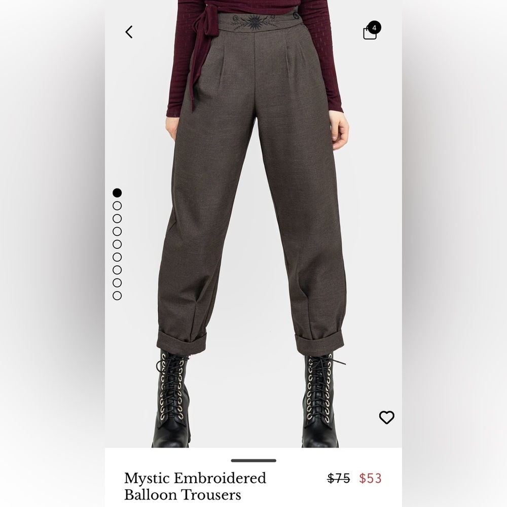 Mystic Dark Brown Embroidered Trousers